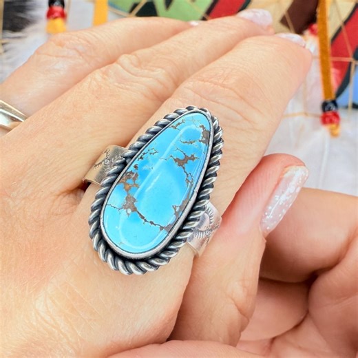 Native American GOLDEN HILLS Turquoise Sterling Silver Ring! Adjustable Handmade Navajo - Etsy