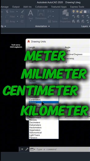 First Step in AutoCAD set Metric Units #shorts #viral #ytshorts #civilengineering #autocad #bim