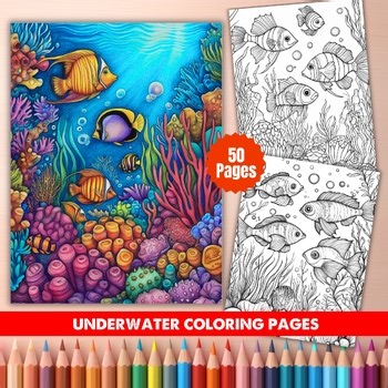 50 Underwater Coloring Pages - Kids & Adults Holiday Activity