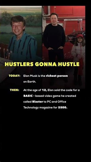 From selling a $500 game at age 12 to becoming the richest person on Earth — hustlers always rise. 🚀