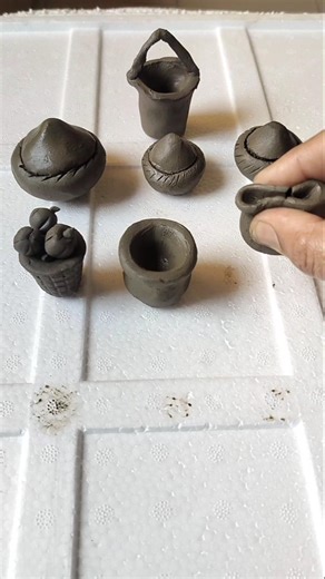 Mini Clay Pot Making | Miniature Clay Kitchen Pots Handmade #youtubeshorts #shortvideo #asmr