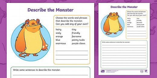 Describe the Monster Writing Worksheet