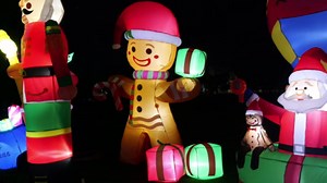 Yexmas 9FT Christmas Inflatables with Blow Up LED Lights, Santa Claus Snowman Train Gift Boxes & Christmas Tree for Indoor Outdoor Xmas Decoration