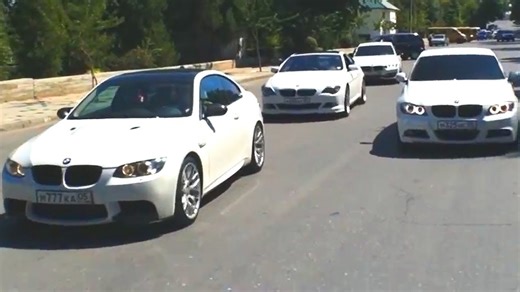 BMW 650i + BMW M3 E92 + BMW 335i F30 Drive in the City Acceleration Sound Kickdown