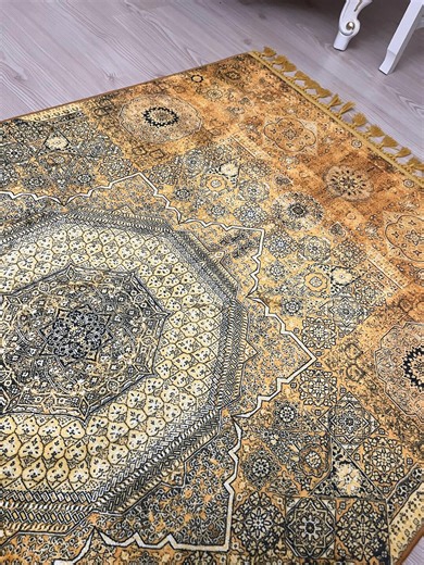 Mustard Yellow Area Rug, Gold Color Anatolian Carpet, Floor & Rugs - Etsy