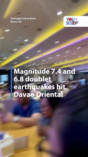 WATCH: Magnitude 7.4 and 6.8 doublet earthquakes hit Manay, Davao Oriental, on Friday, October 10, 2025, according to the Philippine Institute of Volcanology and Seismology (PHIVOLCS). PHIVOLCS director Teresito Bacolcol said a “doublet” refers to two closely timed earthquakes happening nearby. #YouScoop Read more: https://www.gmanetwork.com/news/topstories/nation/962033/what-is-a-doublet-earthquake-phivolcs-davao-oriental/story/ | GMA News