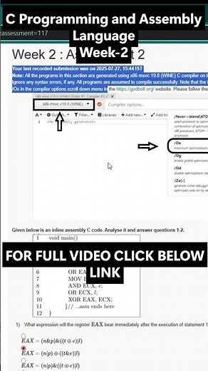 NPTEL C Programming & Assembly Language Week 2 Assignment Answers | NOC25-CS114 | July–Dec 2025