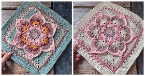 Blooming Lotus Square Free Crochet Pattern and Video Tutorial
