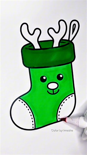 Cute Christmas Stocking Coloring 🎄🦌 | Relaxing & Satisfying #arttherapy #satisfyingart #kawaii