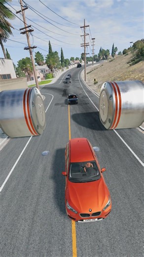 Cars vs Giant Metal Bollards! | BeamNG.Drive #shorts #beamngdrive #beamngshorts #crash