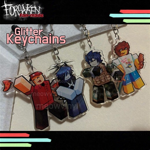 FORSAKEN Glitter Epoxy Keychain - Roblox Twotime Shedletsky Guest1337 Elliot - Etsy