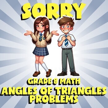 Angles of Triangles Problems SORRY Math Game - No Prep Grade 8 Review
