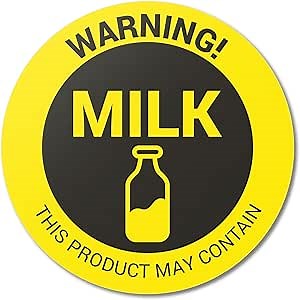 Amazon.com : 300 Milk Warning Labels - This Product May Contain: Milk Stickers (1.5 inch, Round, Yellow) for Food Labeling, Delis, Schools or Restaurants : Office Products