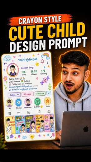 Crayon Drawing AI Trend 🎨 | Turn Your Photo into Cute Cartoon in Seconds 😍🔥 #ai