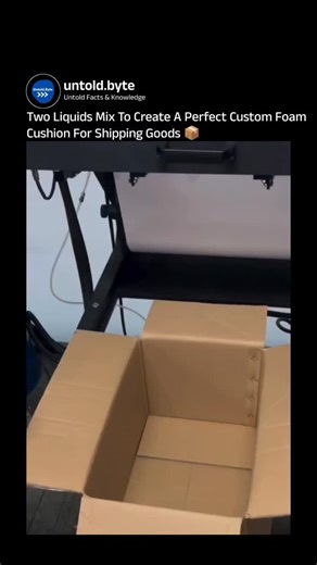 Untold Facts & Knowledge on Instagram: "This highly effective technique is known as Foam-in-Place Packaging or in-situ foam wrap, and it is a fascinating demonstration of pure chemistry meeting smart engineering. The process involves mixing two liquid components which react instantly and expand into a protective foam. This expanding foam is poured directly into the shipping box, where it molds itself perfectly around the product, creating a custom cushion that fits every curve and void. 🛡️ The 
