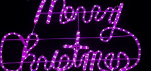 RGB Color Changing LED Rope Light Merry Christmas Motif with Multi-Function Controller - Lighted Silhouette - 31 Inch