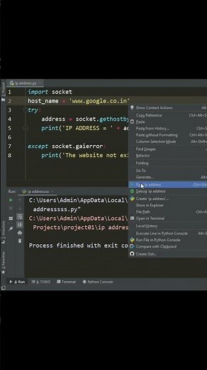 Find IP Address using python #Shorts
