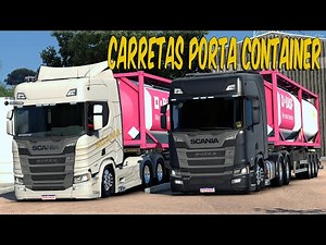 COMBOIO SCANIA NTG NA CARRETA PORTA CONTANIER - - ETS 2 MODS 1.55