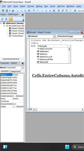 Excel Tips & Tricks | VBA se Column Width AutoFit Kaise Kare