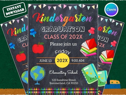 Preschool Graduation Party Invitation, Grad Party Invite, Class of 2026, Editable Announcement Invitation,preschool Grad Announcement - Etsy