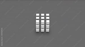 Abstract 3d render of array of cube shape with random rotating effect in isometric view. Computer generated loop animation. 4K seamless motion design