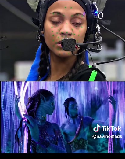 Avatar BTS side by side of the FAMOUS mating scene between Jake & Neytiri. i realised there are some expressions we see in Sam Worthington's performance that didnt translate to Jake :l #avatar #jakesully #neytiri #samworthington #zoesaldana