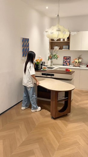 39K views · 158 reactions | The rotating island dining table , which does not take up much space. It can be unfolded when in use and folded up when not in use.#funiture #funituredesign #diningtable #tabledecor #table #tablestyle #homefurnitures #homedecor #wooden #tablesetting #home #funiturefactory #solarthdesign #tabledecoration #interiordesign | Solarth Design | Facebook