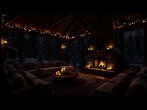 Snowy Winter Night • Relaxing Piano and Fireplace Sounds for Focus, Sleep & Holiday Calm