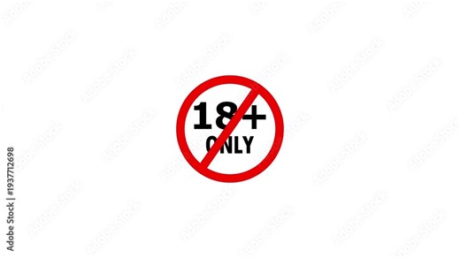 Red circle with diagonal line over 18 plus only sign indicating age restriction or prohibition age restriction sign.