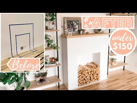 DIY Simple Modern Faux Fireplace + Mantle Build on a Budget! -Home Renovation Series