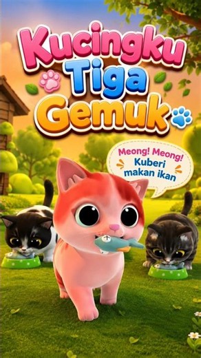 Meow! Meow! I Feed Them Fish - My Three Fat Cats - My Three Cats - Indonesian Children's Song