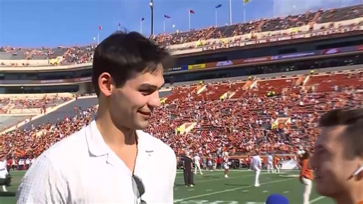 Ol' friend Brock Cunningham is back in town. On #Texas Gameday today, we caught up with the @TexasMBB alum on a very interesting life after basketball and impressions of Sean Miller🏀⤵️ wait 'till you hear where Brock was recognized #HookEm | #hookemhorns | #texas | Noah Gross - Sports Reporter