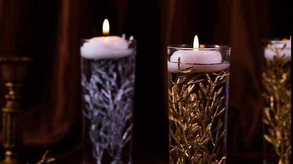 WILLBOND 30 Pcs Faux Flowers for Floating Candles Floating Flowers Vase Fillers for Centerpieces Mini Flower Filler Filling in Cylinder for Wedding Centerpiece Party Decor (Gold)