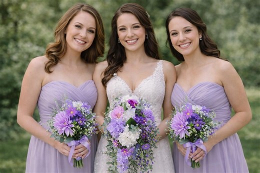 Lavender Lilac Wedding Bouquets Set, Purple Bridal Bouquet, Bridesmaid Flowers, Boutonniere, Arch Flowers, Pew Decor, Sweetheart Table - Etsy