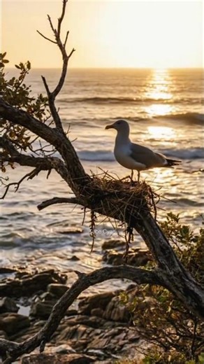 Seagull Builds an AMAZING Nest by the Seaside | Nature Timelapse #shorts