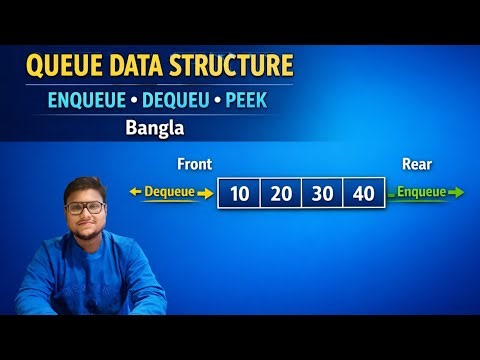 Queue Data Structure | Enqueue Dequeue Peek Operation Explained | Data Structure Bangla