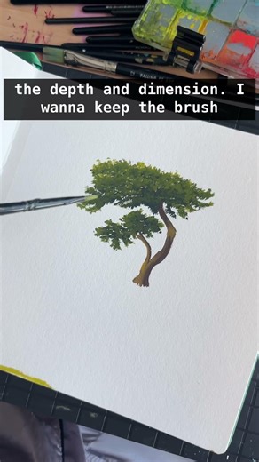 Painting a tree with goauche part 3 #gouachepaintingtutorial #paintprocess