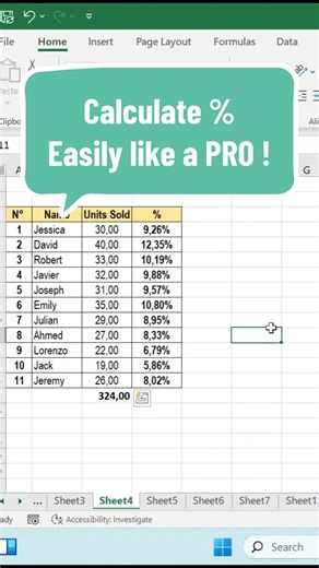 Here’s an easy way to calculate percentages in excel .#exceltips #excelhacks #excel2026