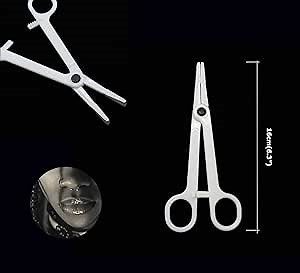 TN019-8PCS Disposable Piercing Forceps Clamp Slotted Navel Forceps Pliers, Suitable for Ear, Navel, Lips, Tongue, Nose and Other Body Parts Piercing Tools