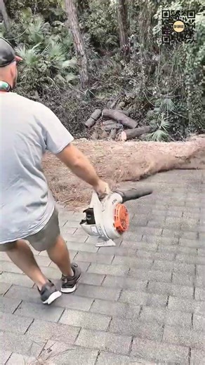 Roof Cleaning Using a Gas-Powered Leaf Blower