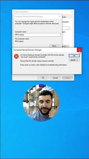How to resolve joining domain error, message DNS record, not exist