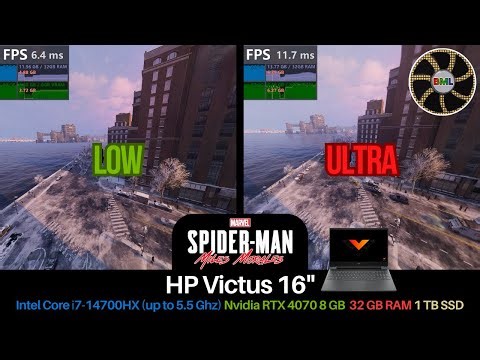 Marvel's Spider-Man Miles Morales Benchmark | Low VS Ultra | RTX 4070 8GB, i7-14700HX, HP Victus 16"