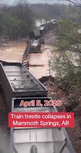 11K views · 144 reactions | 22 days after flooding caused the train trestle over the Warm Fork to collapse in Mammoth Spring, AR, I floated from Thayer, MO to Mammoth Soring passing under the bridge on Sunday, April 27. #river #kayak #ozarks #floatingtheozarks #flood | Floating the Ozarks | Facebook
