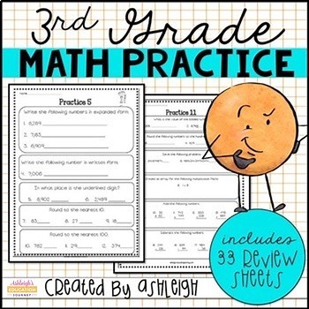 3rd Grade Math Review - Spiral Practice Worksheets | Morning Work, Homework