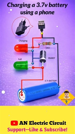 Charging 3.7V Battery Using A Phone| #shortsfeed #electronics #electronic