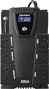 CyberPower CP600LCD Intelligent LCD UPS System, 600VA/340W, 8 Outlets, Compact