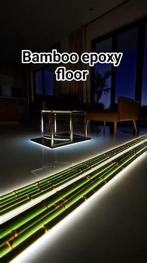 Bamboo epoxy floor looking beautiful at night in India. #epoxy #natural