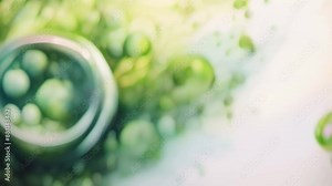 Watercolor painting of single-celled algae chlorella and spirulina with lipid droplets. Concept Algae Art, Watercolor Painting, Chlorella, Spirulina, Lipid Droplets