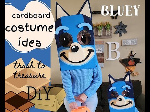 How to make a Bluey Halloween costume using boxes! Dress up with Bluey! Craft time! DIY Upcycle idea