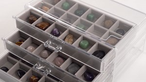 FUYGRCJ Rock Display Case 3 Drawers Rock Collection Box 54 Grids Rock Collection Display Case Clear Crystals Display Case Durable Gemstone Display Case Rock Storage Case